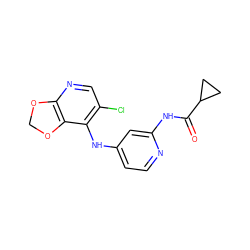 O=C(Nc1cc(Nc2c(Cl)cnc3c2OCO3)ccn1)C1CC1 ZINC000584905725