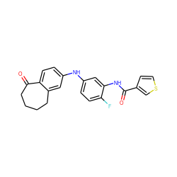 O=C(Nc1cc(Nc2ccc3c(c2)CCCCC3=O)ccc1F)c1ccsc1 ZINC000095578197