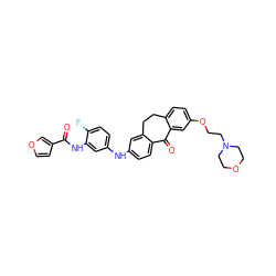 O=C(Nc1cc(Nc2ccc3c(c2)CCc2ccc(OCCN4CCOCC4)cc2C3=O)ccc1F)c1ccoc1 ZINC000095595661