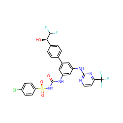 O=C(Nc1cc(Nc2nccc(C(F)(F)F)n2)cc(-c2ccc([C@@H](O)C(F)F)cc2)c1)NS(=O)(=O)c1ccc(Cl)cc1 ZINC001772569920