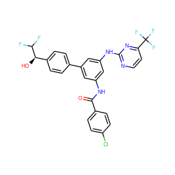 O=C(Nc1cc(Nc2nccc(C(F)(F)F)n2)cc(-c2ccc([C@@H](O)C(F)F)cc2)c1)c1ccc(Cl)cc1 ZINC001772637843