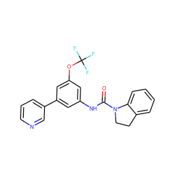 O=C(Nc1cc(OC(F)(F)F)cc(-c2cccnc2)c1)N1CCc2ccccc21 ZINC000095555156
