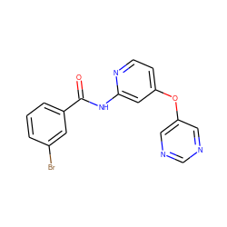 O=C(Nc1cc(Oc2cncnc2)ccn1)c1cccc(Br)c1 ZINC000096175673