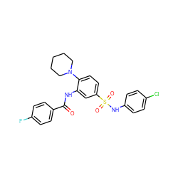 O=C(Nc1cc(S(=O)(=O)Nc2ccc(Cl)cc2)ccc1N1CCCCC1)c1ccc(F)cc1 ZINC000008687877