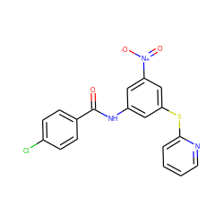 O=C(Nc1cc(Sc2ccccn2)cc([N+](=O)[O-])c1)c1ccc(Cl)cc1 ZINC000000667854