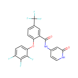 O=C(Nc1cc[nH]c(=O)c1)c1cc(C(F)(F)F)ccc1Oc1ccc(F)c(F)c1F ZINC000143221623