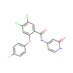 O=C(Nc1cc[nH]c(=O)c1)c1cc(Cl)c(Cl)cc1Oc1ccc(F)cc1 ZINC000143204952