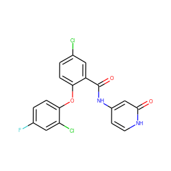 O=C(Nc1cc[nH]c(=O)c1)c1cc(Cl)ccc1Oc1ccc(F)cc1Cl ZINC000143186783