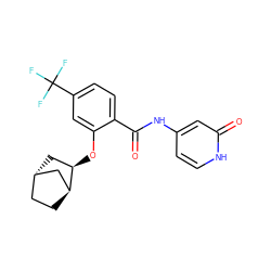 O=C(Nc1cc[nH]c(=O)c1)c1ccc(C(F)(F)F)cc1O[C@@H]1C[C@H]2CC[C@H]1C2 ZINC000143200349