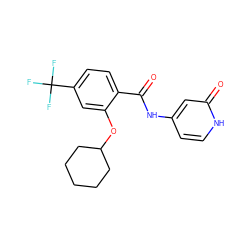 O=C(Nc1cc[nH]c(=O)c1)c1ccc(C(F)(F)F)cc1OC1CCCCC1 ZINC000143163400