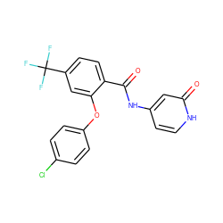 O=C(Nc1cc[nH]c(=O)c1)c1ccc(C(F)(F)F)cc1Oc1ccc(Cl)cc1 ZINC000143205364