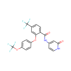 O=C(Nc1cc[nH]c(=O)c1)c1ccc(C(F)(F)F)cc1Oc1ccc(OC(F)(F)F)cc1 ZINC000143168888