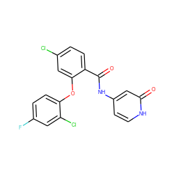 O=C(Nc1cc[nH]c(=O)c1)c1ccc(Cl)cc1Oc1ccc(F)cc1Cl ZINC000143213496