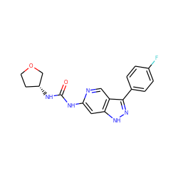 O=C(Nc1cc2[nH]nc(-c3ccc(F)cc3)c2cn1)N[C@@H]1CCOC1 ZINC000261129626