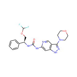 O=C(Nc1cc2[nH]nc(N3CCOCC3)c2cn1)N[C@H](COC(F)F)c1ccccc1 ZINC001772635619