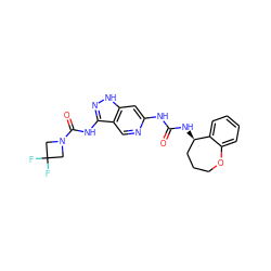 O=C(Nc1cc2[nH]nc(NC(=O)N3CC(F)(F)C3)c2cn1)N[C@@H]1CCCOc2ccccc21 ZINC001772601162