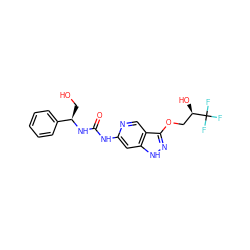 O=C(Nc1cc2[nH]nc(OC[C@@H](O)C(F)(F)F)c2cn1)N[C@H](CO)c1ccccc1 ZINC001772570382