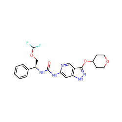 O=C(Nc1cc2[nH]nc(OC3CCOCC3)c2cn1)N[C@H](COC(F)F)c1ccccc1 ZINC001772575705