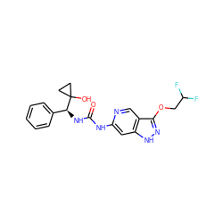 O=C(Nc1cc2[nH]nc(OCC(F)F)c2cn1)N[C@@H](c1ccccc1)C1(O)CC1 ZINC001772642597