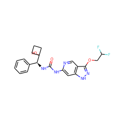 O=C(Nc1cc2[nH]nc(OCC(F)F)c2cn1)N[C@@H](c1ccccc1)C1(O)CCC1 ZINC001772619859