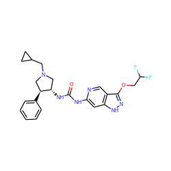 O=C(Nc1cc2[nH]nc(OCC(F)F)c2cn1)N[C@H]1CN(CC2CC2)C[C@@H]1c1ccccc1 ZINC001772610898