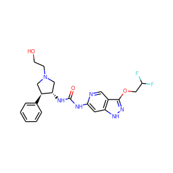 O=C(Nc1cc2[nH]nc(OCC(F)F)c2cn1)N[C@H]1CN(CCO)C[C@@H]1c1ccccc1 ZINC000209339469