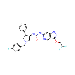 O=C(Nc1cc2[nH]nc(OCC(F)F)c2cn1)N[C@H]1CN(Cc2ccc(F)cc2)C[C@@H]1c1ccccc1 ZINC000209339519