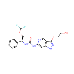 O=C(Nc1cc2[nH]nc(OCCO)c2cn1)N[C@H](COC(F)F)c1ccccc1 ZINC001772624985