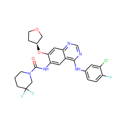 O=C(Nc1cc2c(Nc3ccc(F)c(Cl)c3)ncnc2cc1O[C@H]1CCOC1)N1CCCC(F)(F)C1 ZINC000103253580