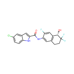 O=C(Nc1cc2c(cc1F)[C@H](O)C(F)(F)CC2)c1cc2cc(Cl)ccc2[nH]1 ZINC000040379863