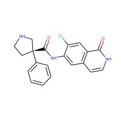O=C(Nc1cc2cc[nH]c(=O)c2cc1Cl)[C@@]1(c2ccccc2)CCNC1 ZINC000049037144
