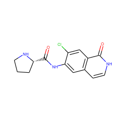 O=C(Nc1cc2cc[nH]c(=O)c2cc1Cl)[C@@H]1CCCN1 ZINC000058576292