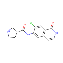 O=C(Nc1cc2cc[nH]c(=O)c2cc1Cl)[C@@H]1CCNC1 ZINC000049110817