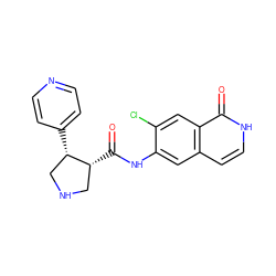 O=C(Nc1cc2cc[nH]c(=O)c2cc1Cl)[C@@H]1CNC[C@@H]1c1ccncc1 ZINC000049036479