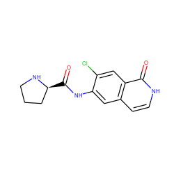 O=C(Nc1cc2cc[nH]c(=O)c2cc1Cl)[C@H]1CCCN1 ZINC000058583066