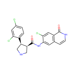 O=C(Nc1cc2cc[nH]c(=O)c2cc1Cl)[C@H]1CNC[C@H]1c1ccc(Cl)cc1Cl ZINC000049109439