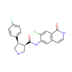 O=C(Nc1cc2cc[nH]c(=O)c2cc1Cl)[C@H]1CNC[C@H]1c1ccc(F)cc1 ZINC000049110541