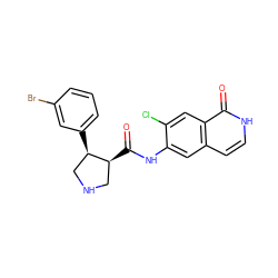 O=C(Nc1cc2cc[nH]c(=O)c2cc1Cl)[C@H]1CNC[C@H]1c1cccc(Br)c1 ZINC000049037699