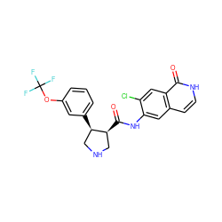 O=C(Nc1cc2cc[nH]c(=O)c2cc1Cl)[C@H]1CNC[C@H]1c1cccc(OC(F)(F)F)c1 ZINC000049045708