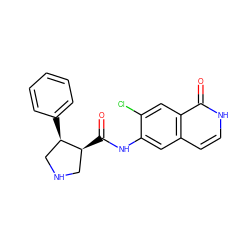 O=C(Nc1cc2cc[nH]c(=O)c2cc1Cl)[C@H]1CNC[C@H]1c1ccccc1 ZINC000049036848