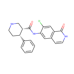 O=C(Nc1cc2cc[nH]c(=O)c2cc1Cl)[C@H]1CNCC[C@H]1c1ccccc1 ZINC000049792842