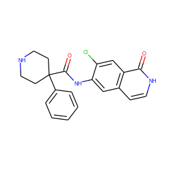 O=C(Nc1cc2cc[nH]c(=O)c2cc1Cl)C1(c2ccccc2)CCNCC1 ZINC000049036939