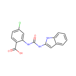 O=C(Nc1cc2ccccc2[nH]1)Nc1cc(Cl)ccc1C(=O)O ZINC000013531929