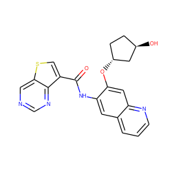 O=C(Nc1cc2cccnc2cc1O[C@@H]1CC[C@@H](O)C1)c1csc2cncnc12 ZINC000113651592