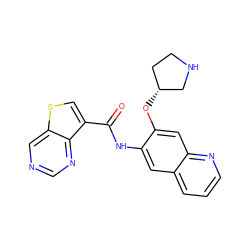 O=C(Nc1cc2cccnc2cc1O[C@@H]1CCNC1)c1csc2cncnc12 ZINC000113651643