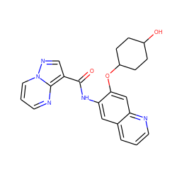 O=C(Nc1cc2cccnc2cc1OC1CCC(O)CC1)c1cnn2cccnc12 ZINC000113653208