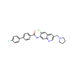 O=C(Nc1cc2ncc(CN3CCCC3)cc2cc1Cl)c1ccc(-c2ccc(F)cc2)cc1 ZINC000084670294