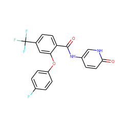 O=C(Nc1ccc(=O)[nH]c1)c1ccc(C(F)(F)F)cc1Oc1ccc(F)cc1 ZINC000223852794