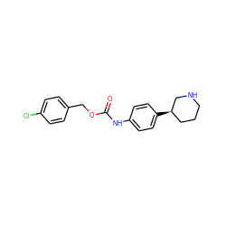 O=C(Nc1ccc([C@@H]2CCCNC2)cc1)OCc1ccc(Cl)cc1 ZINC000117722199