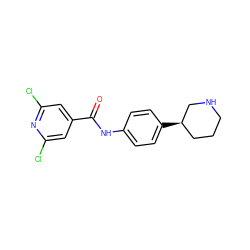 O=C(Nc1ccc([C@@H]2CCCNC2)cc1)c1cc(Cl)nc(Cl)c1 ZINC000117736577